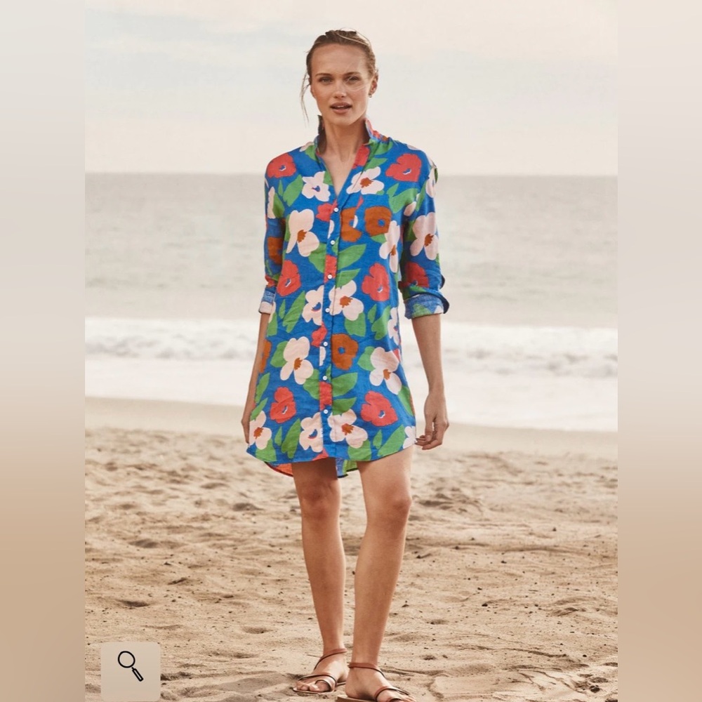 Frank and Eileen Mary Blue Floral Shirtdress